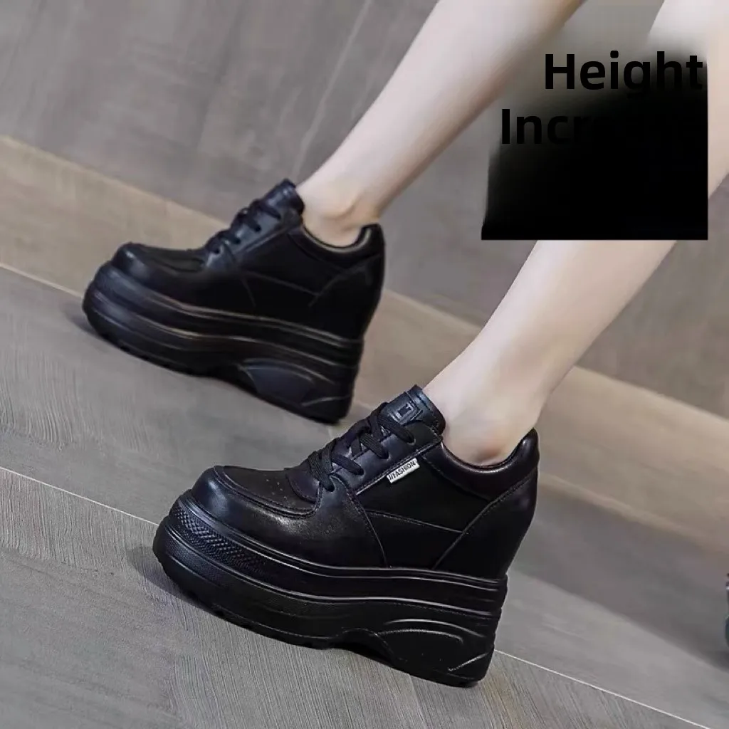 

High Heel Single oes Women's Ultra High Heels cm Genuine Leather Thi Bot Platform Travel oes White Inner Heightening