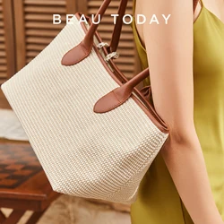 BEAUTODAY Casual Tote Women Knitting tinta unita Patchwork borsa da pendolare borsa da Picnic Versatile da donna di grande capacità 62053