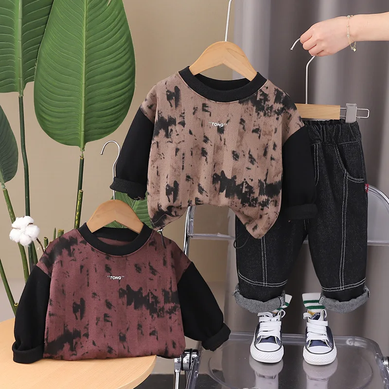 

Boys Clothes Sets Spring Autumn 2024 Children Cotton T-shirts Coats Pants 2pcs Sports suit For Baby Tracksuits Kids Outfits 4 5Y