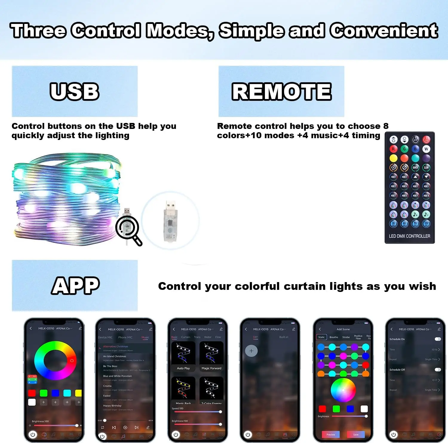 مصابيح ستائر ذكية يتم التحكم فيها بتطبيق ، تصنعها بنفسك ، نمط نص ، رسوم متحركة ليد ، إكليل عيد الميلاد ، أضواء سلسلة RGB ، غرفة زفاف ، ديكور حفلات