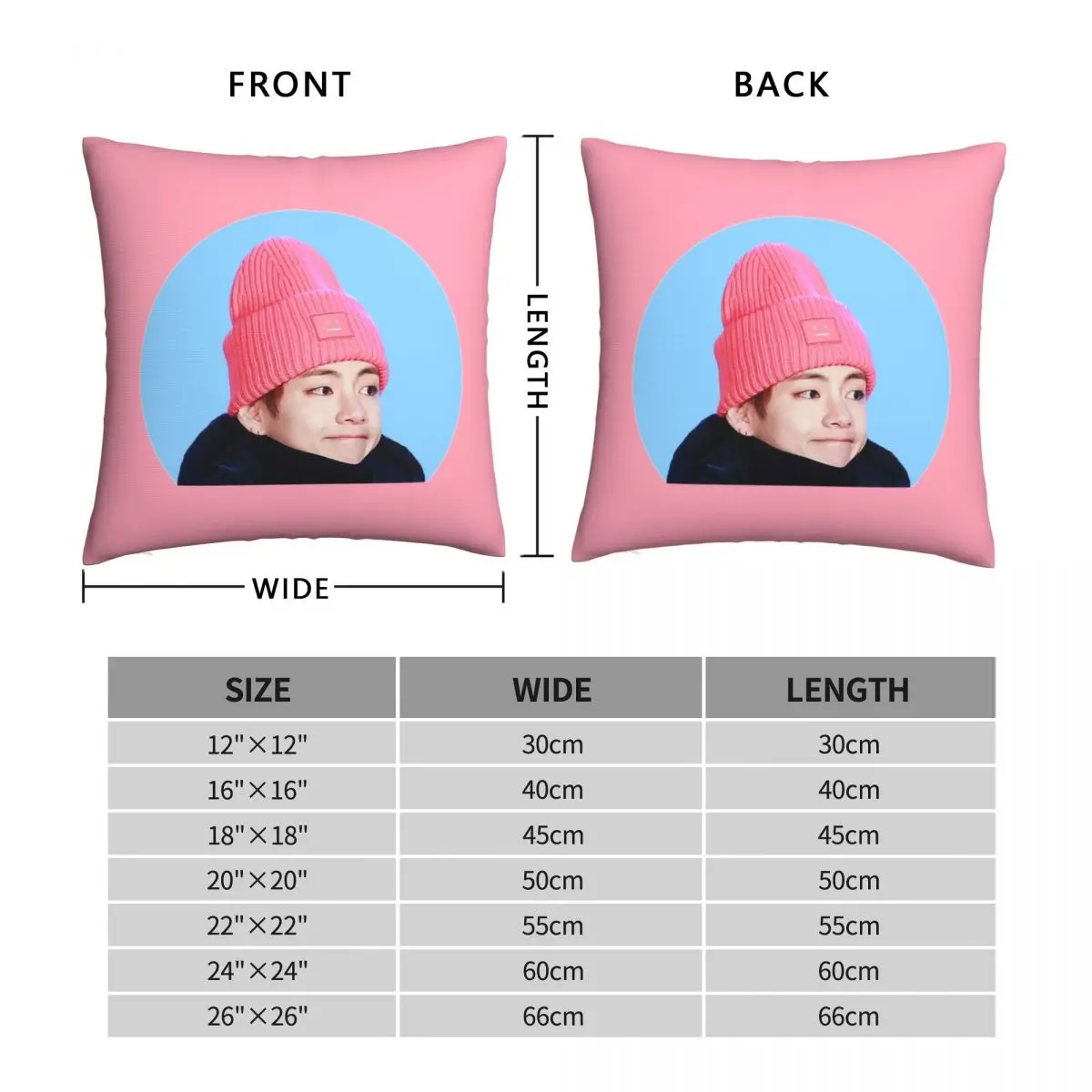 Taehyung Square Pillowcase Polyester Linen Velvet Creative Zip Decor Home Cushion Cover