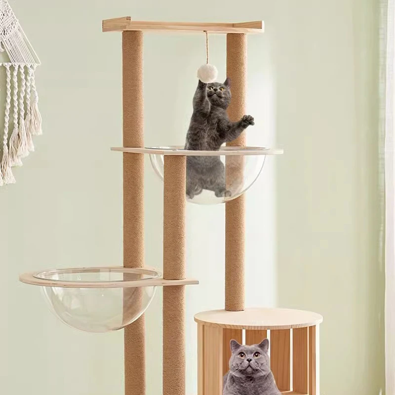 Modern Simple Cat Tree Solid Wood Sisal Rope Design Originality Cat Climbing Wall Nordic Furniture Scratchers Columpio Gato FYCT