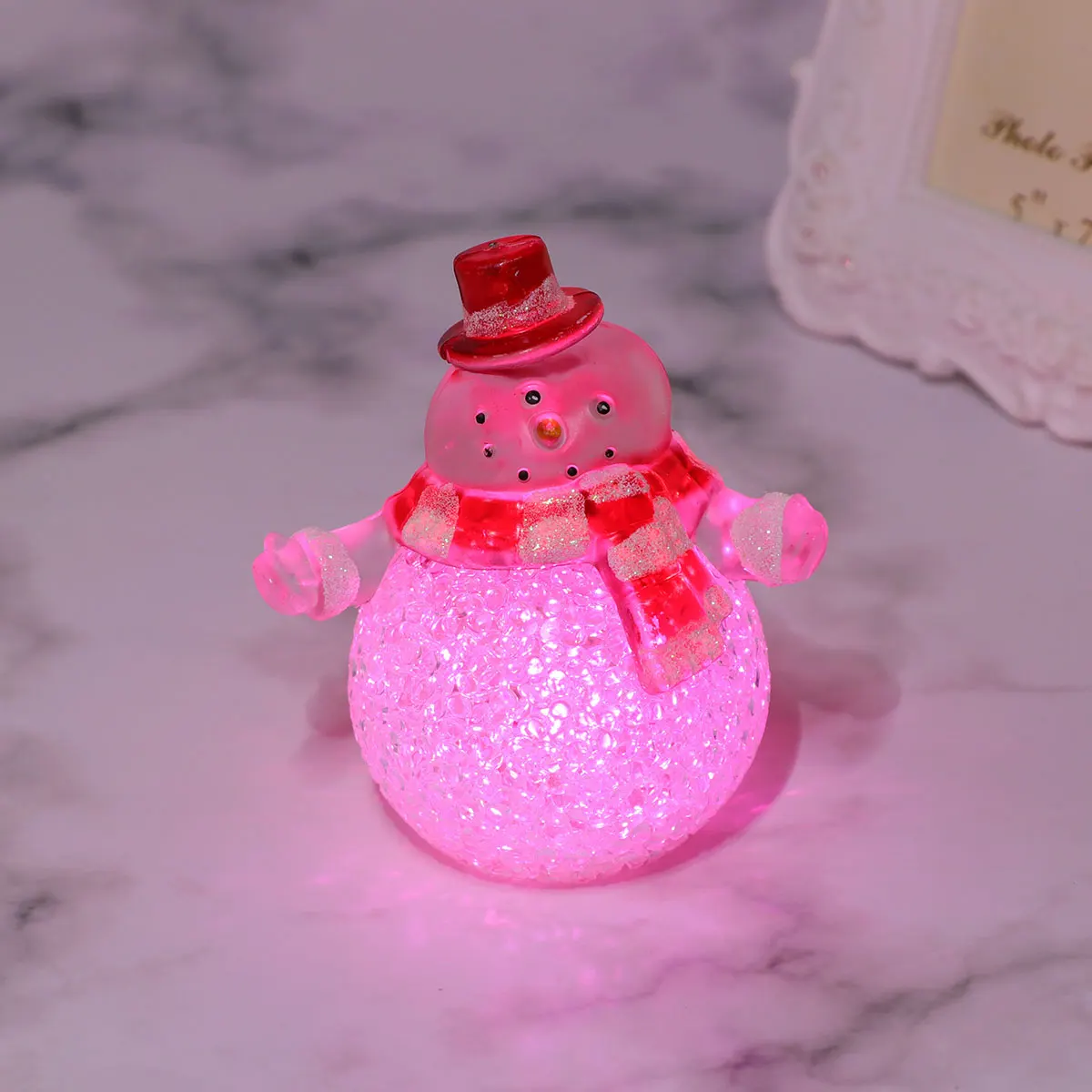 Snowman Night Light Colorful LED Cartoon Desk Decor Kids Room Lighting Eco Friendly Operated Acrylic Safe Use