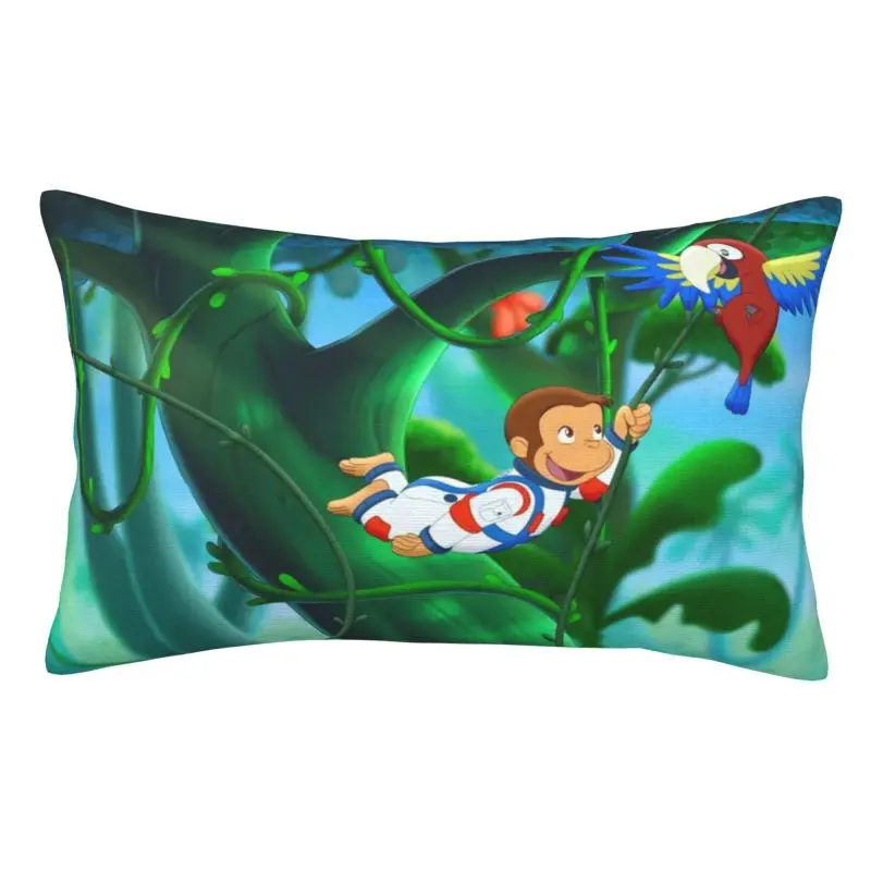 Custom Fashion Curious George Monkey Anime Cushion Cover 75cm x 50cm Polyester Pillowcase for Bed Sofa Rectangle Pillowcase