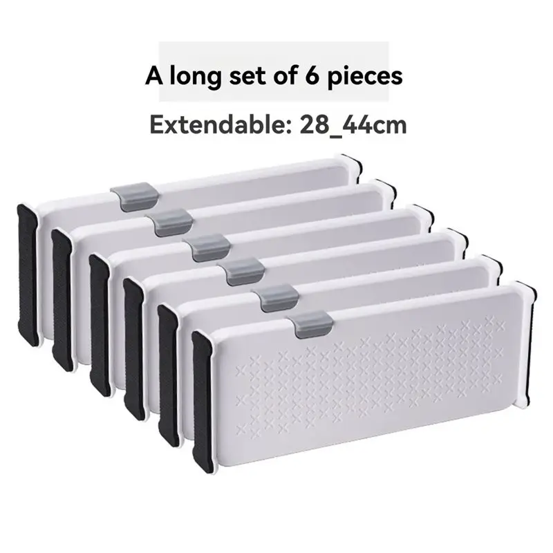 AEA9-6 Pcs Extendable Drawer Dividers, Freely Combinable Partitions For Bookshelves, Wardrobes, And Kitchens.