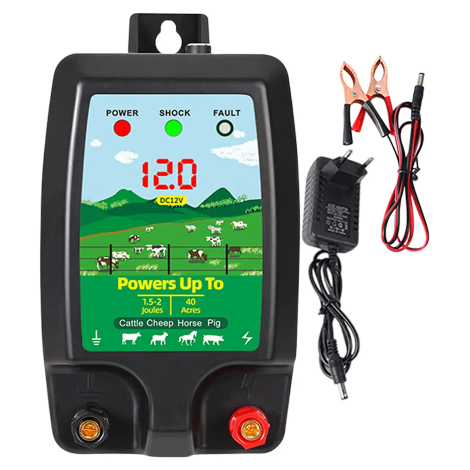 

Electric Fence Energizer Lightweight Easy to Use Electric Fence Charger Livestock Supplies for Lawn Farm Cattle Poultry Garden
