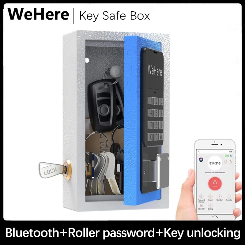 WeHere Smart Key Safe Box Telefoon Afstandsbediening Wifi Beveiligingsdozen Wachtwoord Outdoor Beveiliging Elektronische wandgemonteerde slotdozen