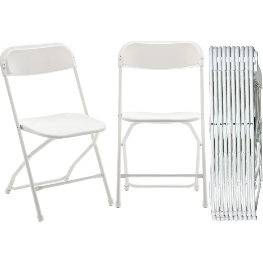 

Набор из 20 складных стульев для дома и улицы, белые пластиковые, стальные, коммерческие, выдерживающие нагрузку до 650 фунтов, для сада и дома