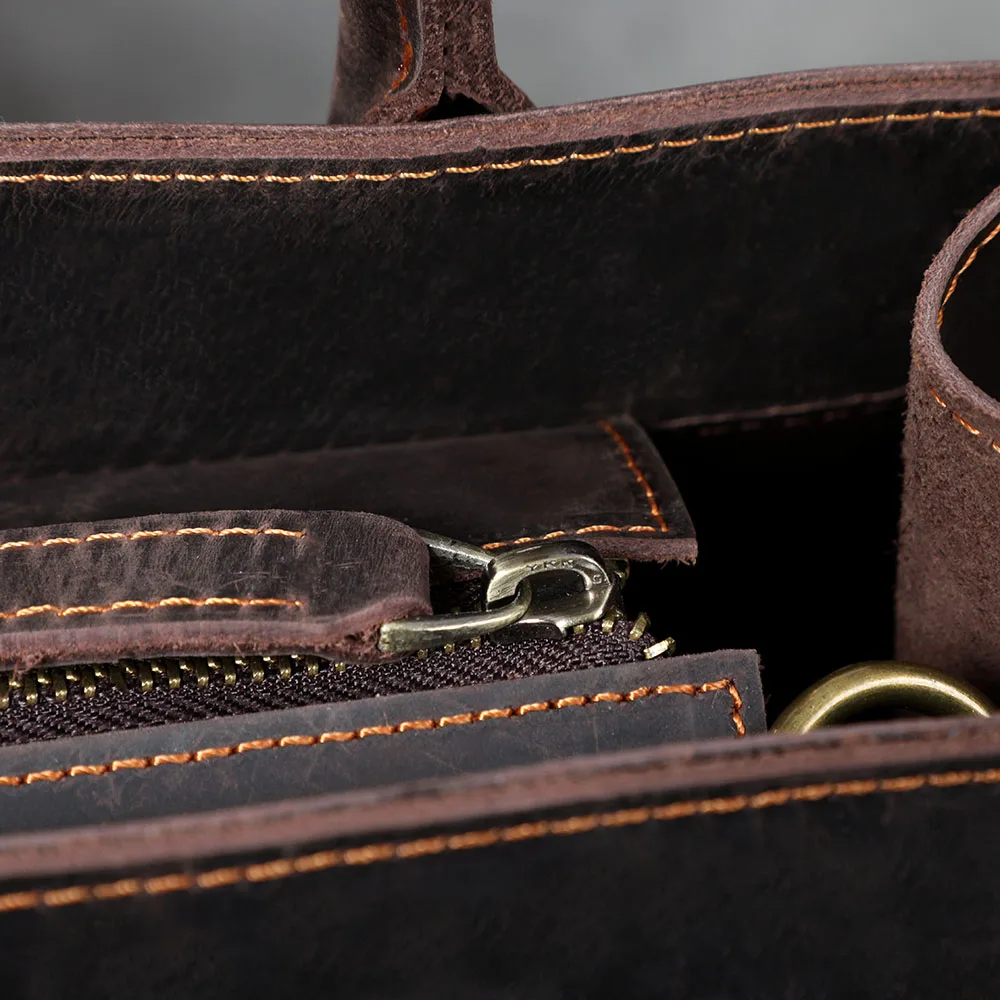 S.WORKER Echtleder-Aktentasche für Herren | Vintage-Bürohandtasche aus Vollnarbenleder für Laptops – Detail 21