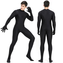 AOYLISEY Adult Black Spandex Full Body Zentai Footed Jumpsuit Unisex Bodysuit Women Handed Unitard Skin Tight Halloween Costume