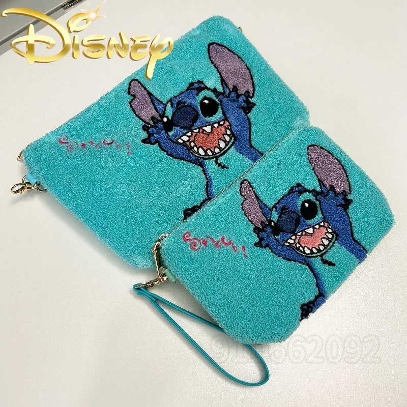 Disney Stitch New Plush Wallet Cartoon Embroidery Fashion Women's Shoulder Bag Portable Women's Plush Shoulder Crossbody Bag