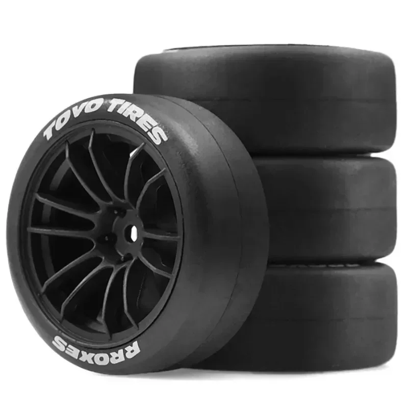 

4pcs1/10 RC Drift Tires and Plastic Wheels Rims 12mm Hex for 1:10 On Road Touring Street Car XV02 XV01 TT01 TT02 PTG2 A959