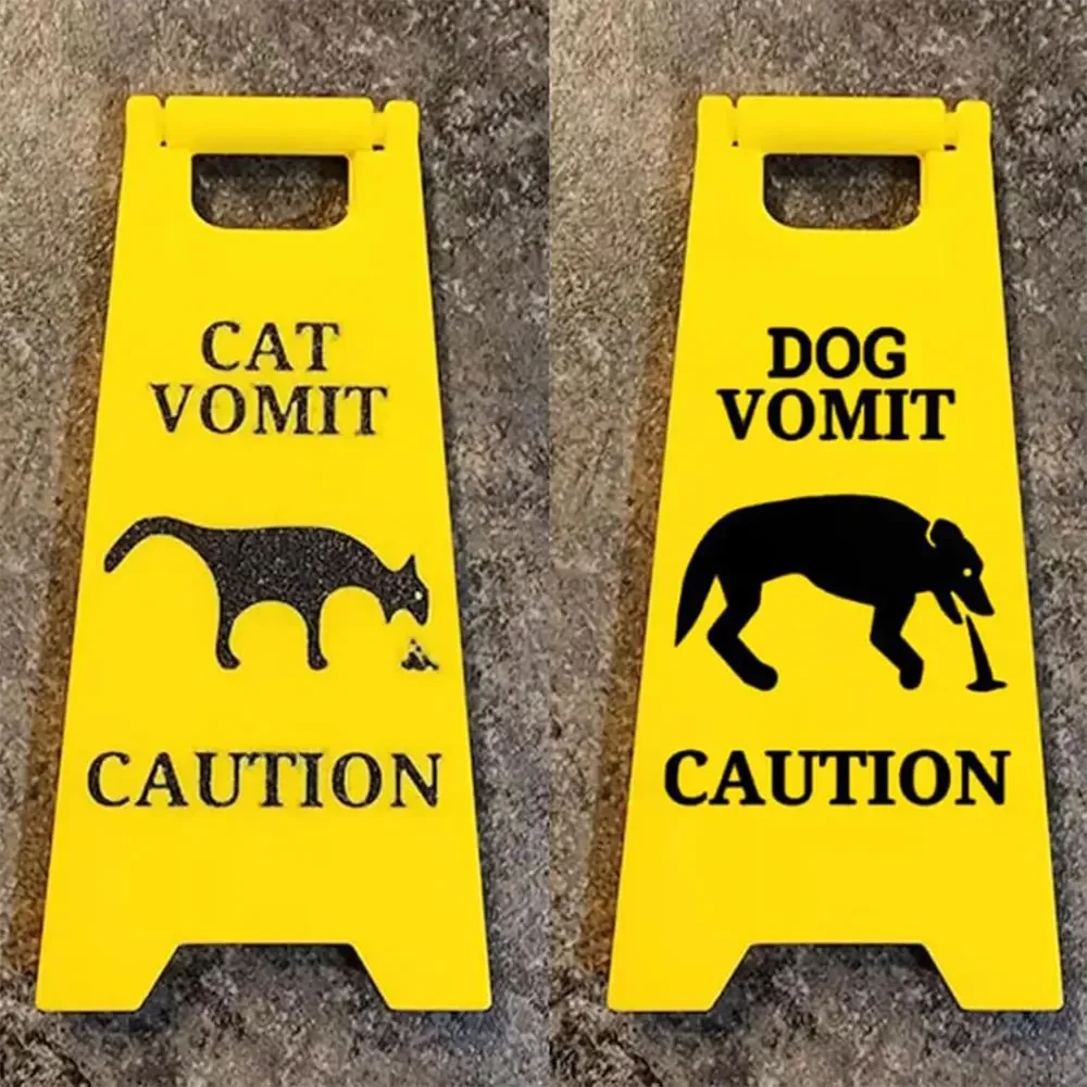 New Funny Cat Vomit Sign Bright Yellow Gift Dog Vomit Sign Yard Signs