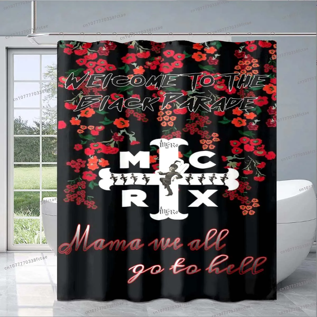 My Chemical Romance Shower Curtain Rock Band Skull Pattern Shower Curtain Adult Bathroom Fashion Decorative Shower Curtain