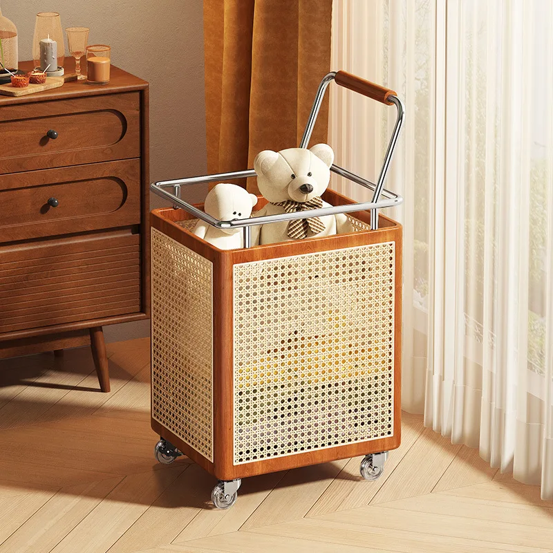 

Rattan snacks, toys, clothes storage basket, household yoga mat, high-value clothes basket, removable woven basket with wheels