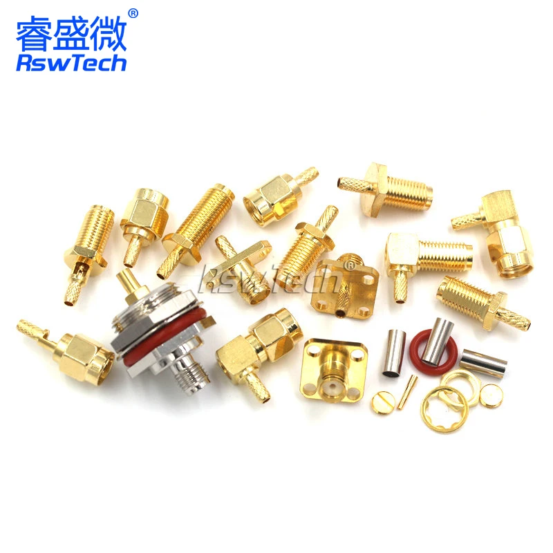 SMA-J/KF/KY Pure Copper RF Coaxial Female and Male for RG316 Jack with Panel Pure Copper Connector