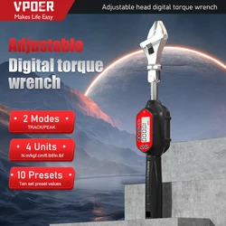 3-100 Nm Adjustable Digital Torque Wrench Spanner Head Electronic Jaw Open End Torque with Buzzer & LED, Calibrated