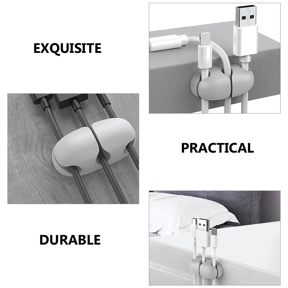 6Pcs Cable Management Organizer Cord Keeper Adhesive Desktop Wire Holder for Home Office Car Wall Mount Secure