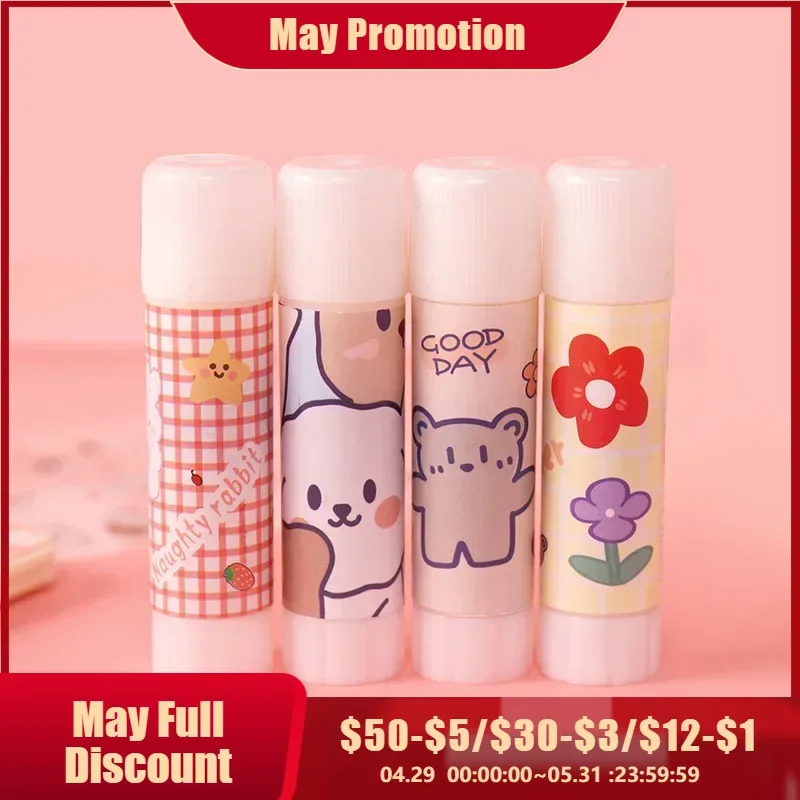 2 Pcs Kawaii Cartoon Solid Glue Super Strong Adhesives Glue Stick Cute Student Kids DIY School Office Craft Stationery Supplies