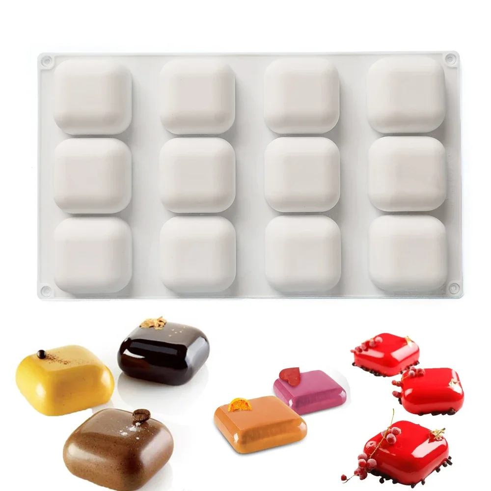 12 Löcher quadratische Silikon form 3d DIY Mousse Dessert Kuchen Dekoration Küche handgemachte Backwerk zeuge einfach und bequem Abbruch