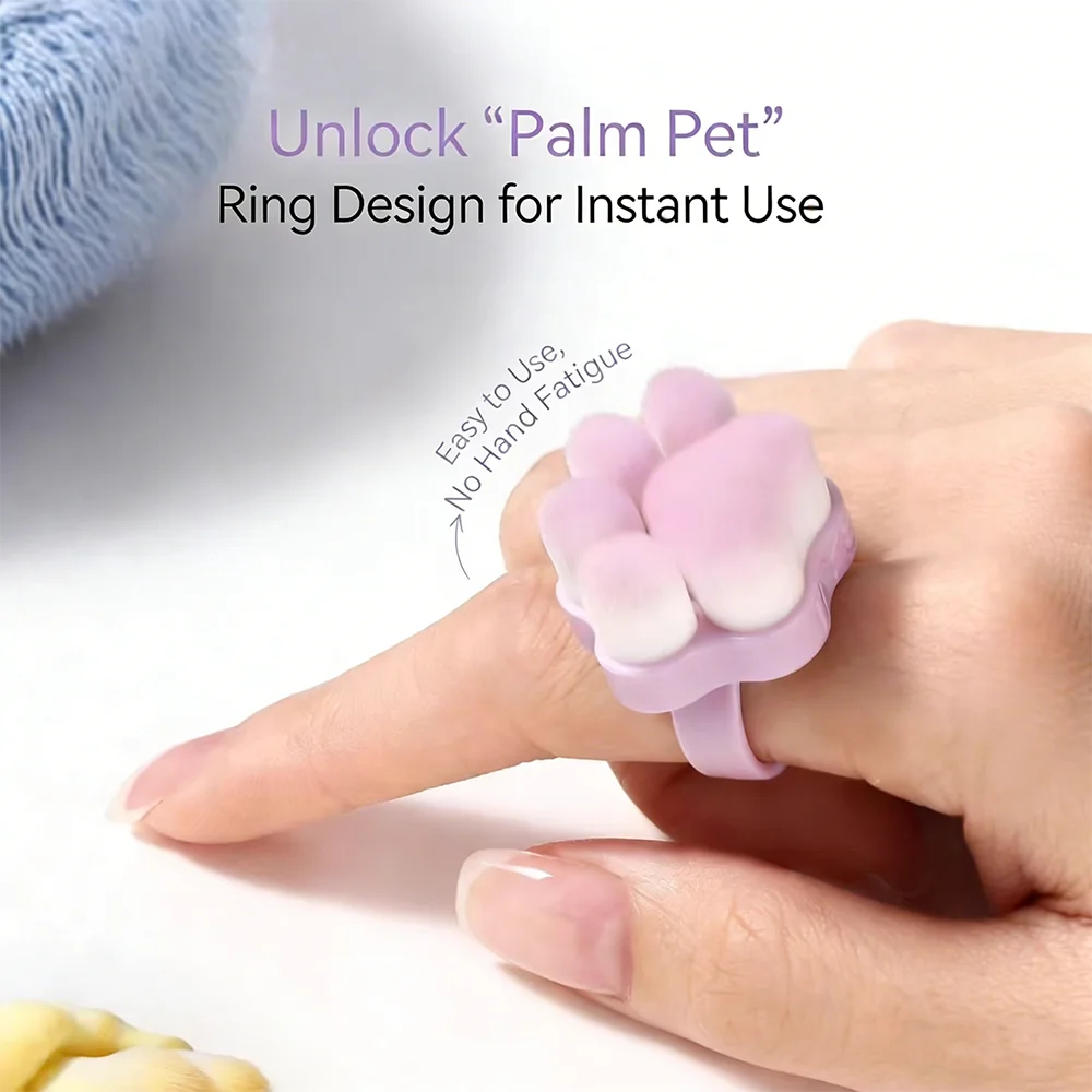 5 Stück Kawaii Flauschige Katzenpfoten-Ring-Nagelbürste Tragbare Rosa/Blau/Lila/Grün/Gelbe Weiche Fingerring-Bürste Nagelreinigungswerkzeug – Detail 4