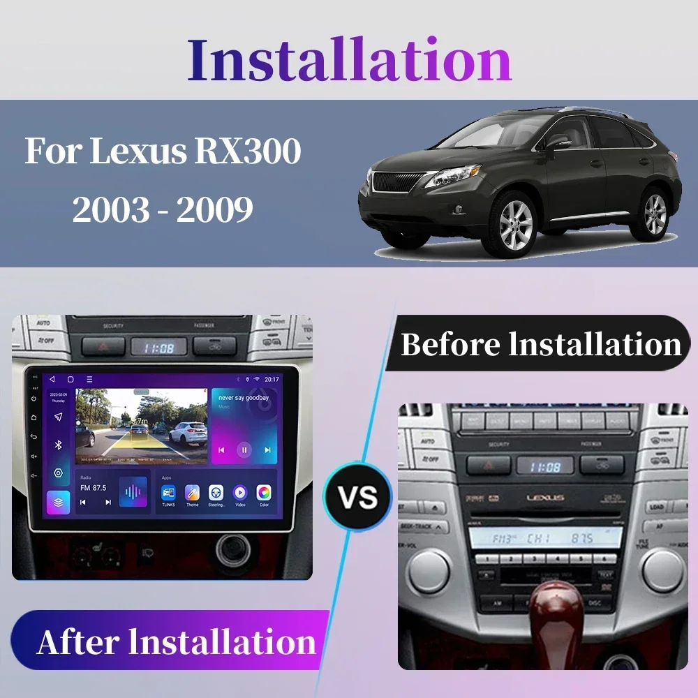 For Lexus RX300 RX330 RX350 RX400H 2003-2014 Android Car Radio Multimedia Player GPS Navigation Carplay Touch Screen Auto Stereo