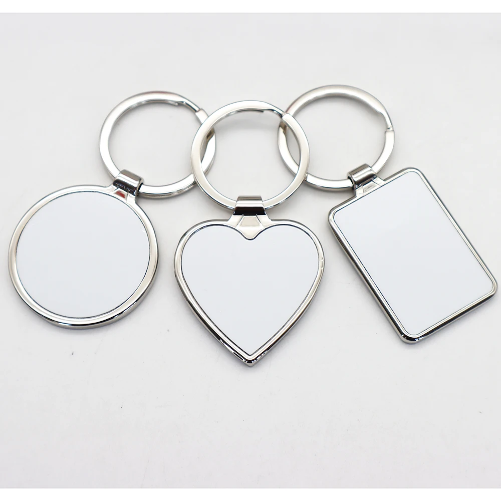 10Pcs Blank Keychain Round Heat Transfer Keychain Metal Board Key Rings Thick Sublimation Photo Keychain Sublimation Blanks