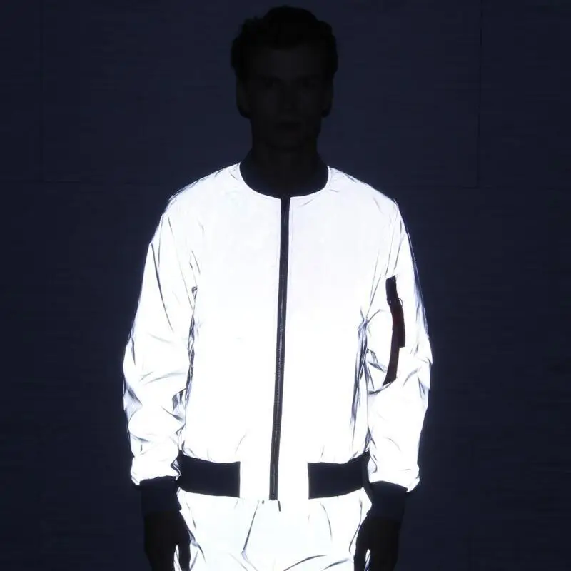 

Reflective clothing large trench coat men's and women's reflective flight jacket luminous noctilucent acket