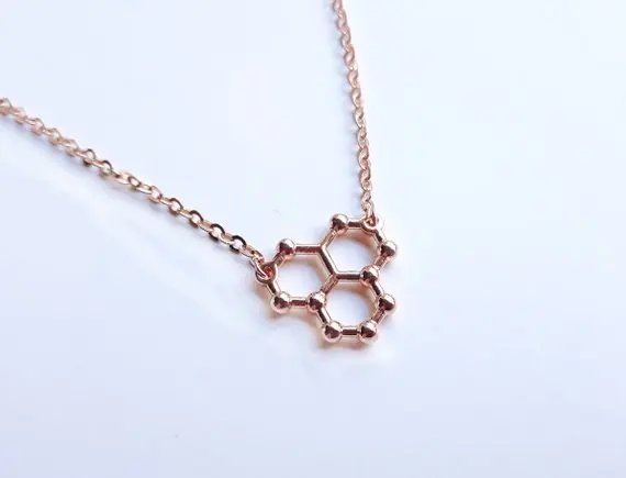 Collar con colgante Molecular de grafeno y carbono, Gargantilla con estructura de moléculas de fullereno químico de margaritas, agua H2O, fórmula científica