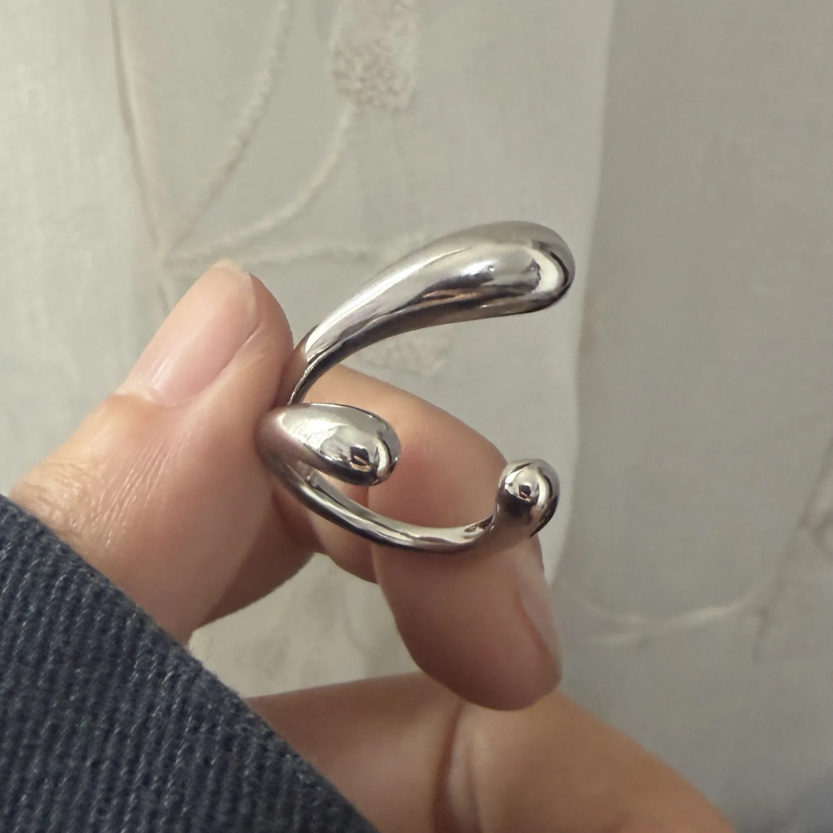Women's 925 Sterling Silver Minimalist Big Line Ring