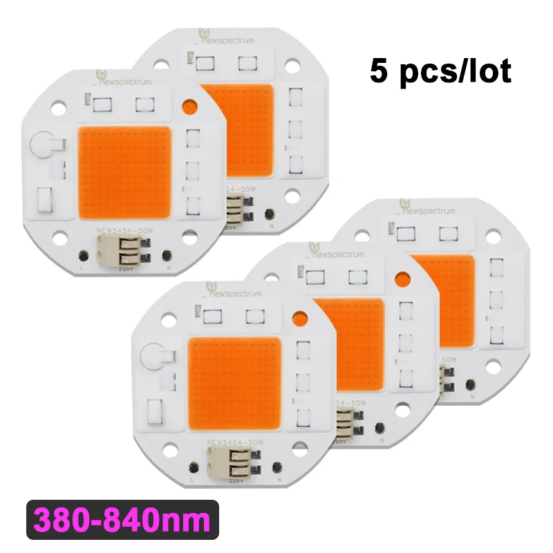 10 pz/lotto senza saldatura AC 220V 50W LED COB Chip diodo Driverless modulo DOB 5 perline per pianta coltiva la luce proiettore faretto