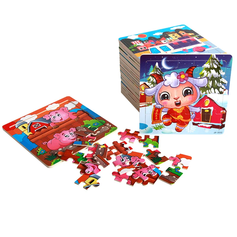 

20-секционная деревянная 3D головоломка с мультяшными животными, головоломка Монтессори, развивающие игрушки для детей 3-6 лет