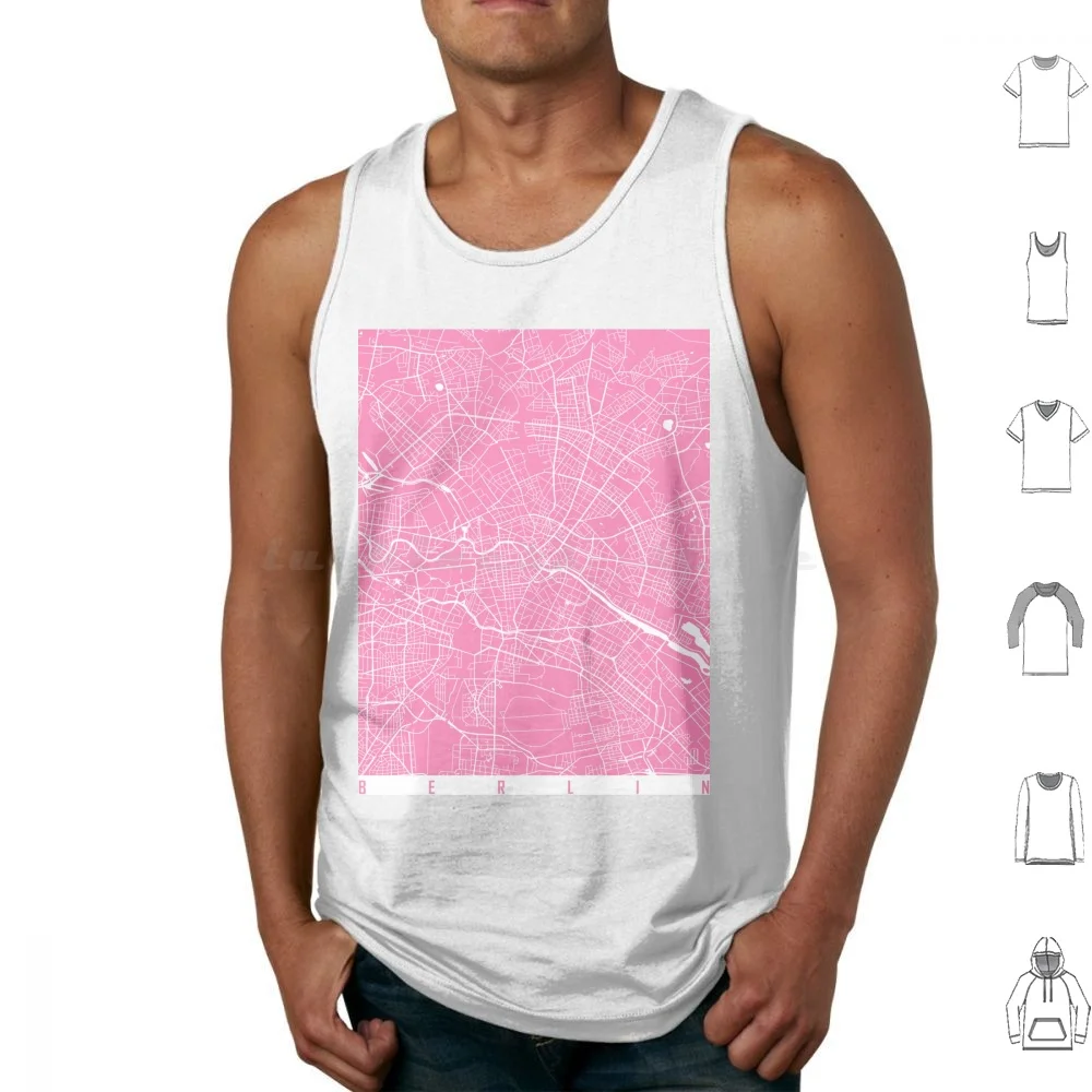 Mapa de Berlín Camisetas sin mangas rosas Chaleco sin mangas Mapa de Berlín Rosa Alemania Mapa de Berlín Arte de la ciudad urbana Arte de la ciudad de Berlín