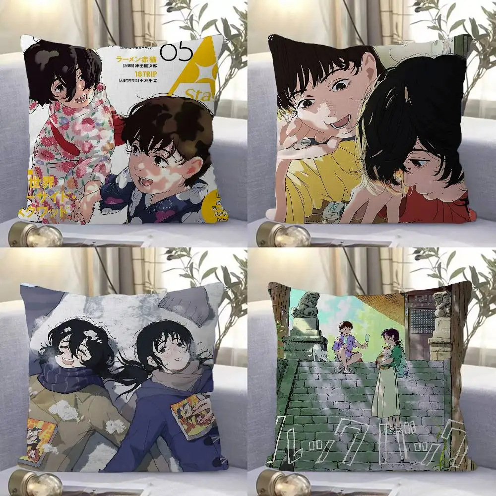 L-Look Back Pillow Covers Cartoon Sofa Decorative Home Double-sided Printing Short Plush Cute Cushion Cover