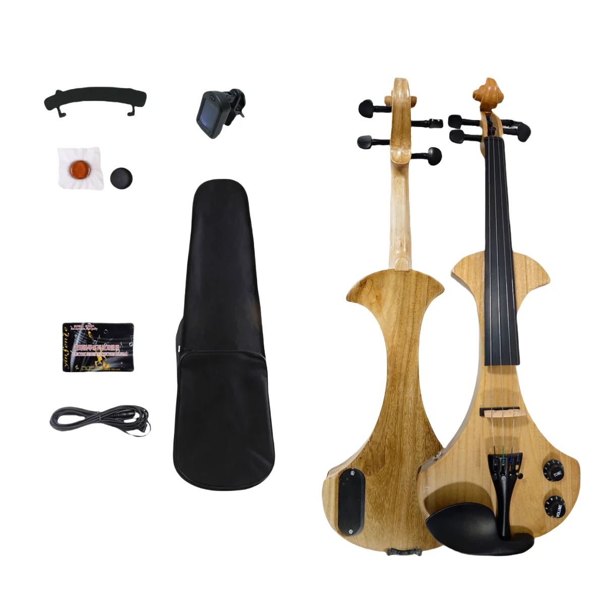 

4/4 Full Size 4 string Electric Violin New Ebony Wood Fretboard Brazil wood Bow Hard Shell Violin Case with Backpack Straps