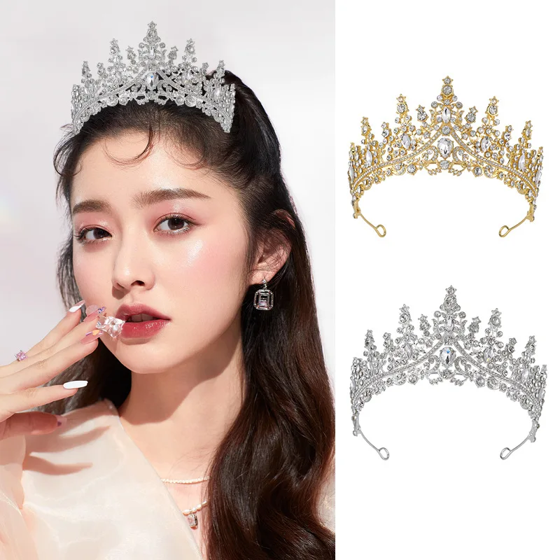 

Bridal Headwear - A Golden Lady Fashion Wedding Crown, Rhinestone Classic Princess Tiaras