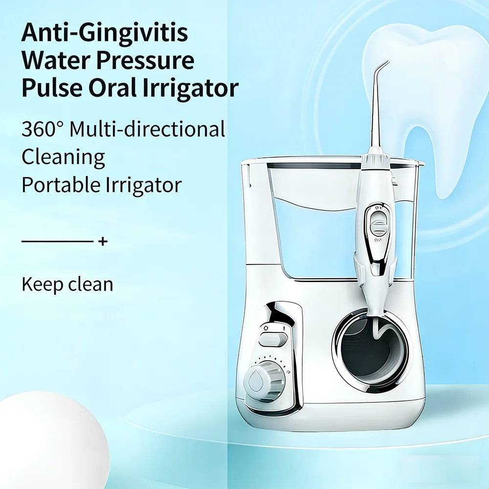 Electric Teeth Care Flosser 10 Modes 800ML Countertop Oral Irrigator Professional Plaque Control Tool with 5 Nozzles
