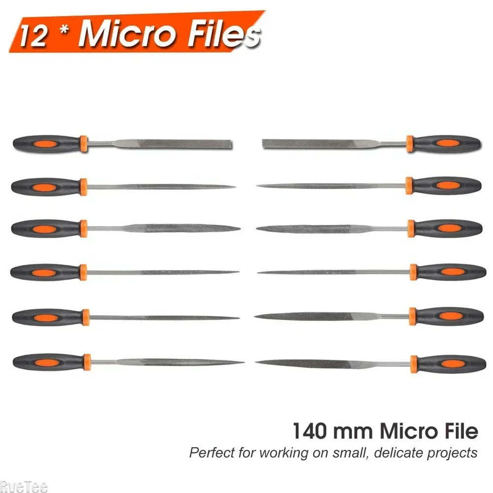 17Pcs File Tool Set 4 Large File and 12pcs Needle Files/1 Brush with Carry Case Premium Grade T12 Drop Forged Alloy Steel