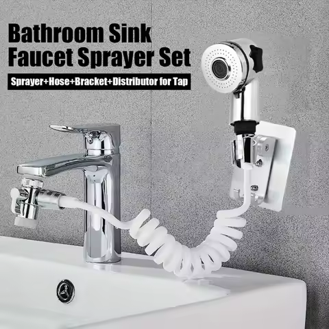 1 Set of Advanced Adjustable Sink Hose Sprayer Accessories, Multifunctional Faucet Extender, Portable Pet Bath Function, Ideal for Shampoo, Practical Sink, Bathroom, Kitchen and Laundry Sink - Durable, Easy to Use, Space-Saving Design