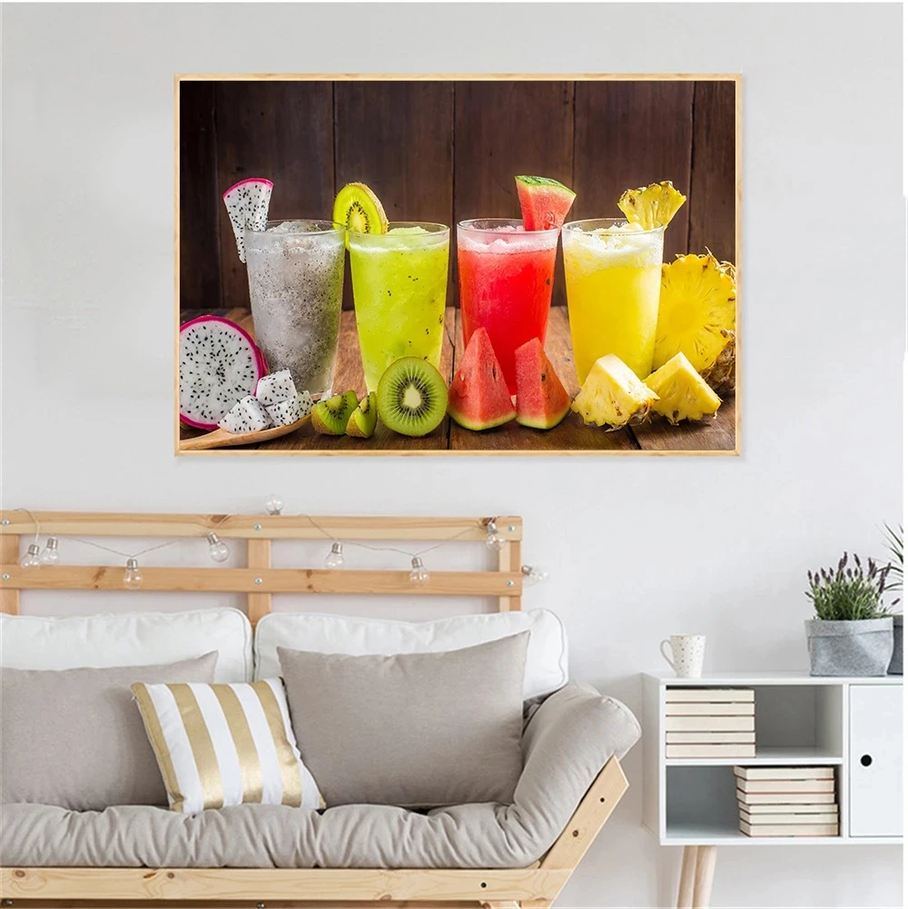 Fruit Juice and Ice Drinks Canvas Printings Modern Wall Art Picture Food Painting Lemon Tea Posters and Prints Kitchen Decor