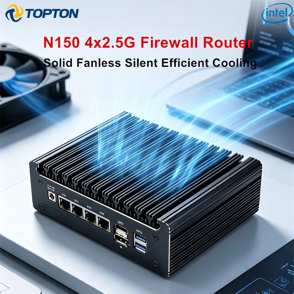 솔리드 팬리스 방화벽 미니 PC 인텔 N150 N95 코어 i5 8250U i3 8145U 펜티엄 4417U 4x2.5G i226 LAN 홈 서버 pfSense OPNsense 썸네일 7