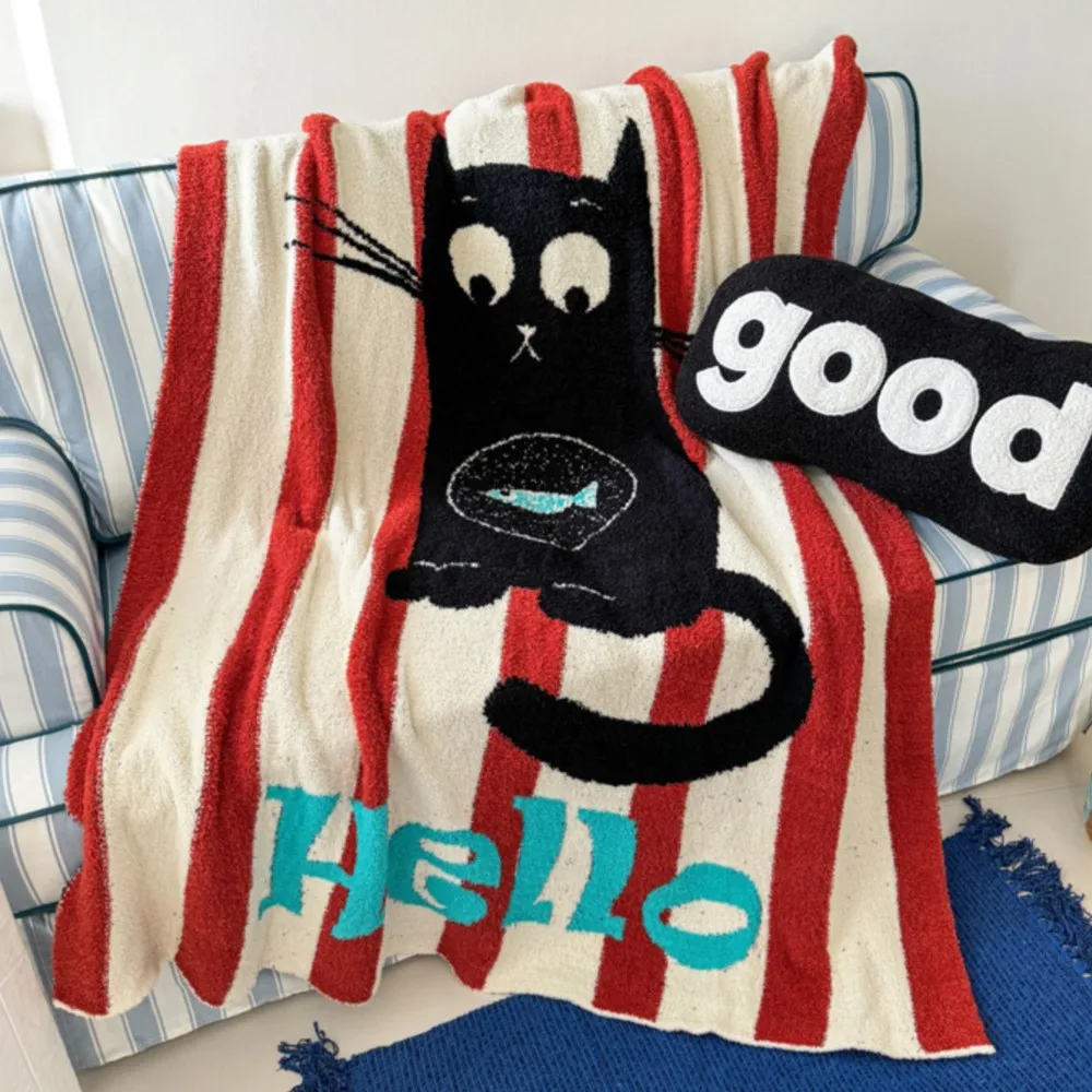 

Новое многофункциональное вязаное одеяло-плед из флиса с мультяшным рисунком, утолщенное, односпальное, теплое, для сна, мягкое, уютное, для домашнего декора, 2026 год