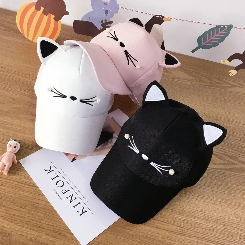 Women Baseball Cap Cats Ears Fleece Hat Peak Cap Baseball Cartoon Cotton Outdoor Sport Casual Sun Cap Cosplay Fashion Plush Hat