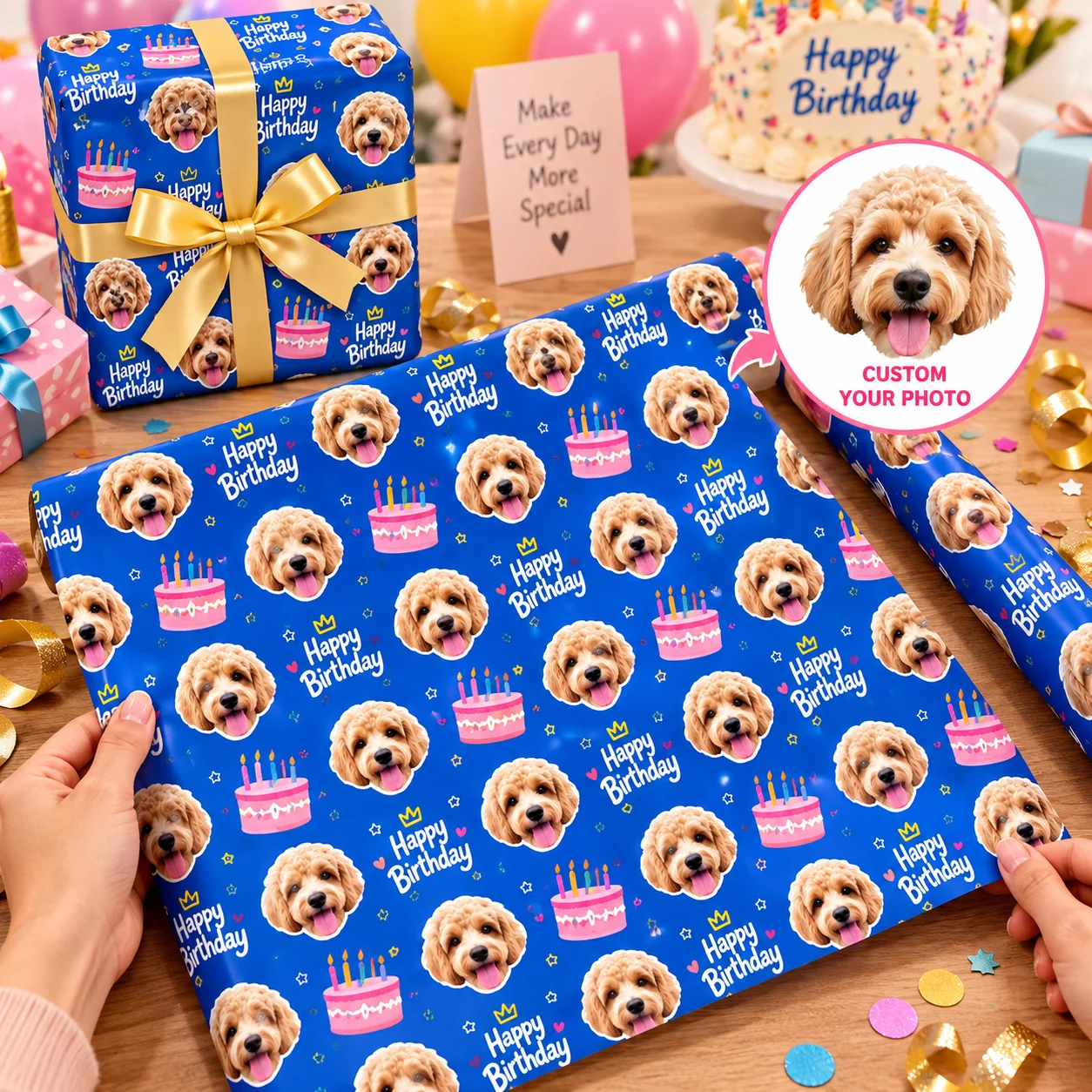 Custom Wrapping Paper Personalized With Photos Or Birthday Cake Designs Perfect For Wrapping Gifts For Birthdays Anniversaries
