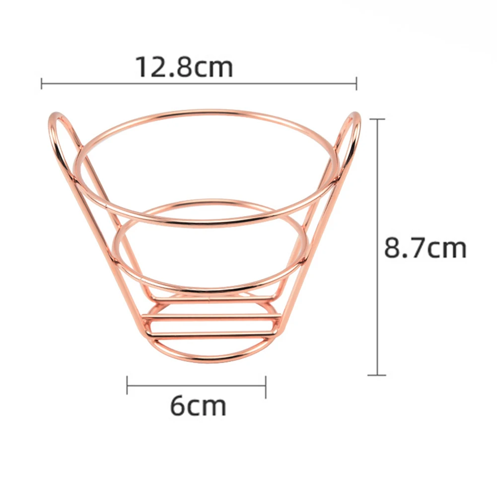 Metal Snack Basket Conical Fry Holder For French Fries Chicken Popcorn Serving Rack Bar Restaurant Kitchen Tool Silver Yellow