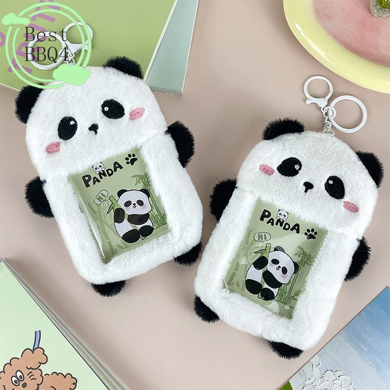

(BBQ4)Kawaii Cartoon Panda Photocard Holder Plush Cute Student Card Holder Kpop Idol Photo Sleeve School Stationery