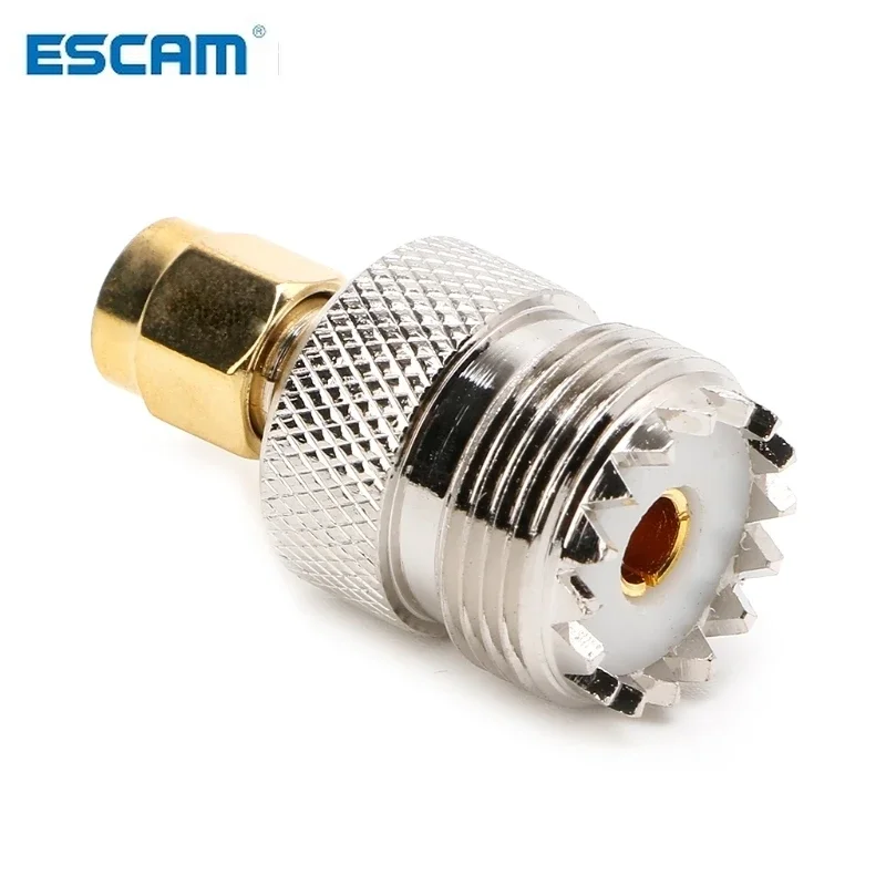 ESCAM-conector de enchufe UHF hembra a SMA macho, adaptador Coaxial, gran oferta