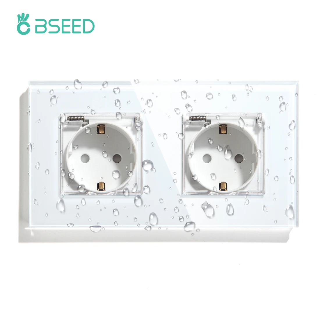 Bseed 16a 3 cores tomada de parede dupla elétrica à prova dwaterproof água painel cristal tomada elétrica para cozinha ao ar livre banheiro