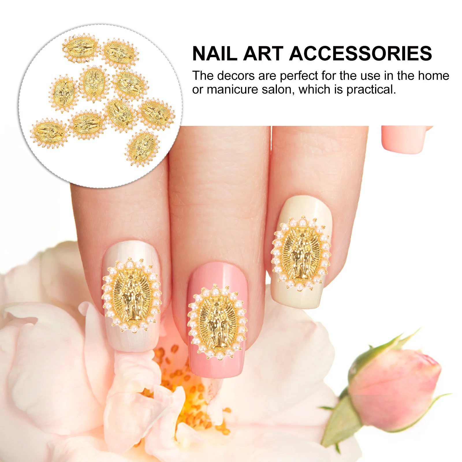 

10 Pcs Nail Beauty Rhinestone Gems Diy Charms Love Small Women Manicure Supplies Jewels Alloy 's Day Rose Luxury