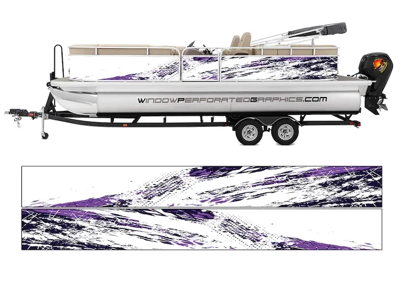 Sparkling Purple Abstract Lines Graphic Boat Vinyl Wrap Decal Fishing Bass Pontoon Sportsman Tenders Console Bowriders Deck Boat